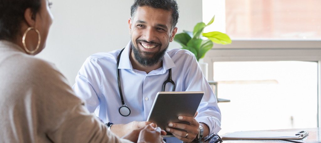 Doctor talking to patient