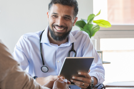 Doctor talking to patient