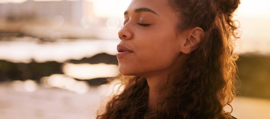 woman getting some fresh air for a break